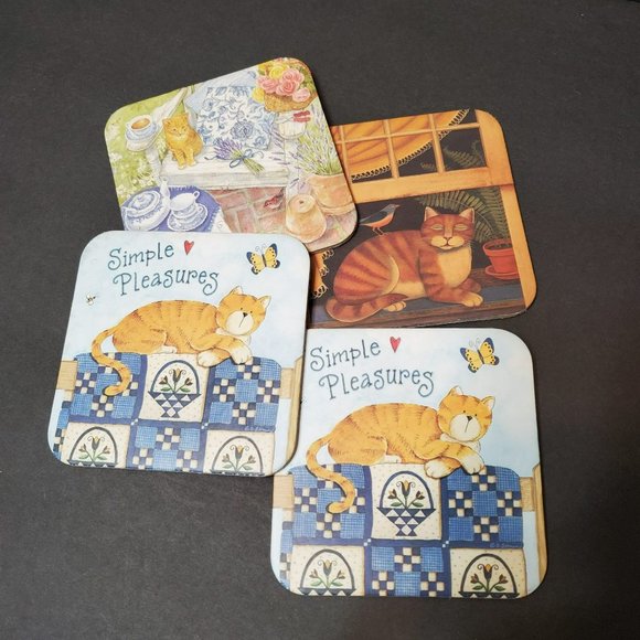 Cat Theme Coasters, set of 4, Hardboard with Cork Back, Cat Lover, Cat Lady - Picture 7 of 7